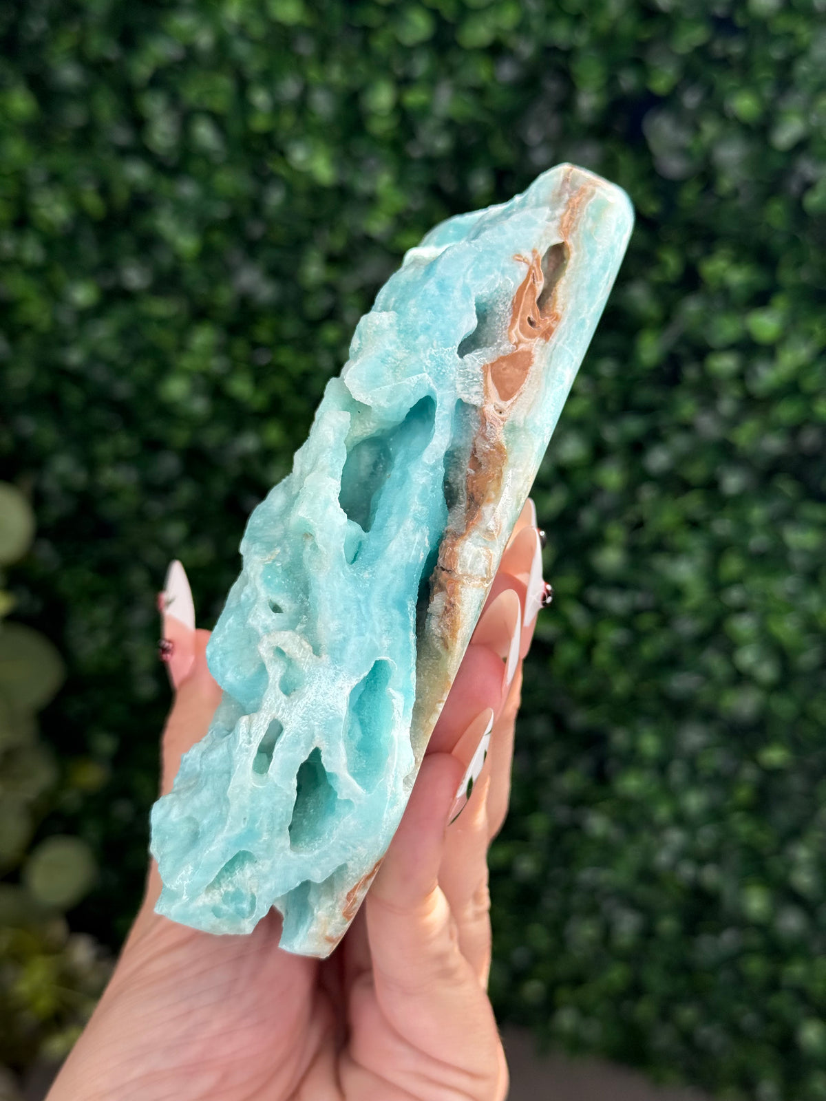 Half polish Blue Aragonite Freeform - B