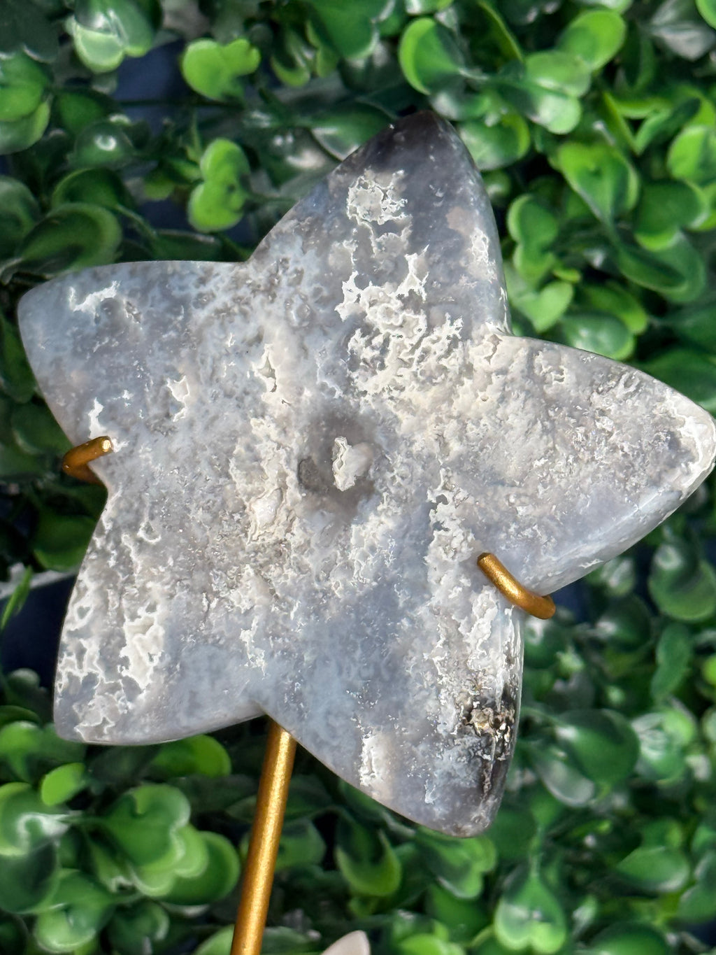 Blue Plume Agate Star Crystal Carving from Indonesia T