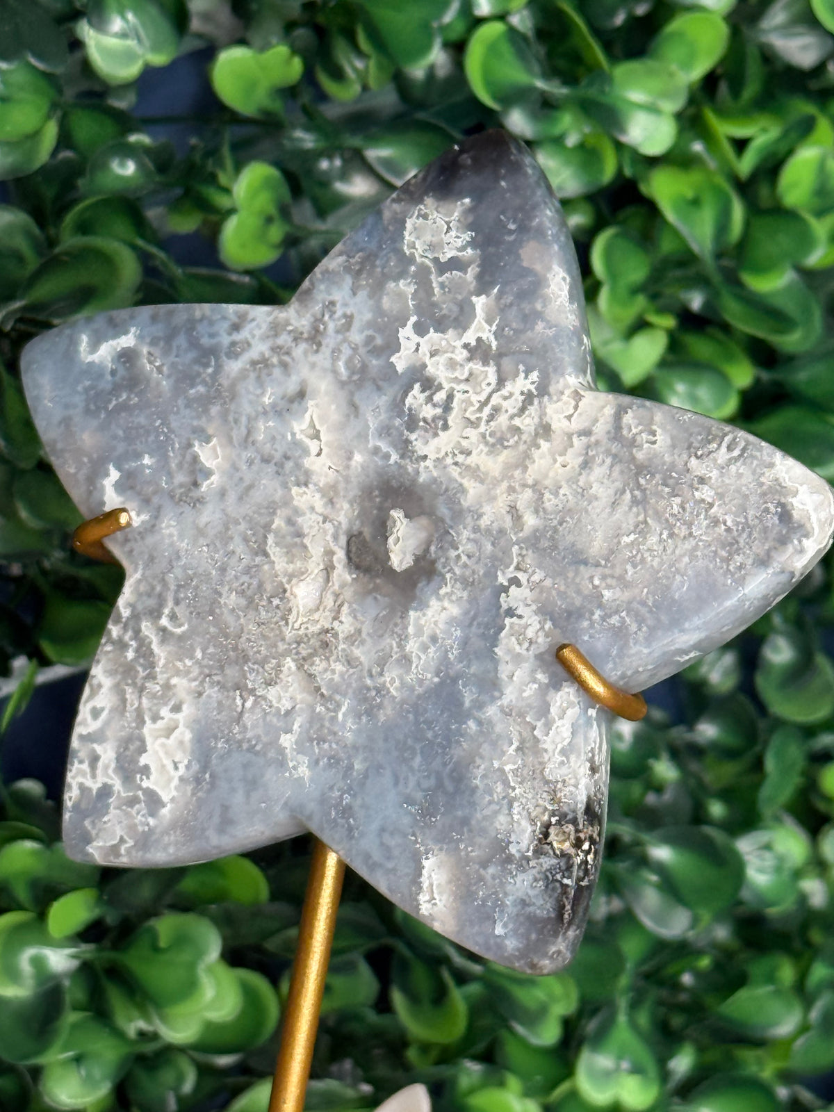 Blue Plume Agate Star Crystal Carving from Indonesia T