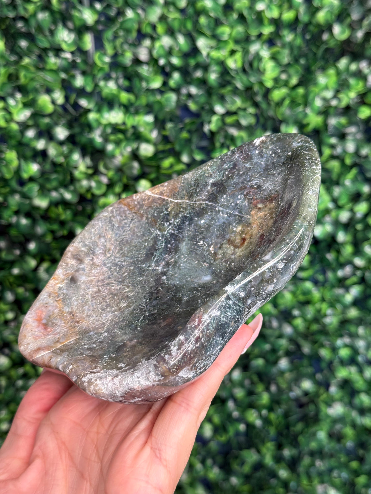 Moss agate & Ocean Jasper Bowl 369g Madagascar - Imperfect