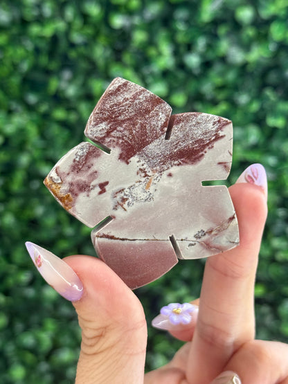 Pink Picture Jasper Flower Crystal Carvings - Indonesia - Random