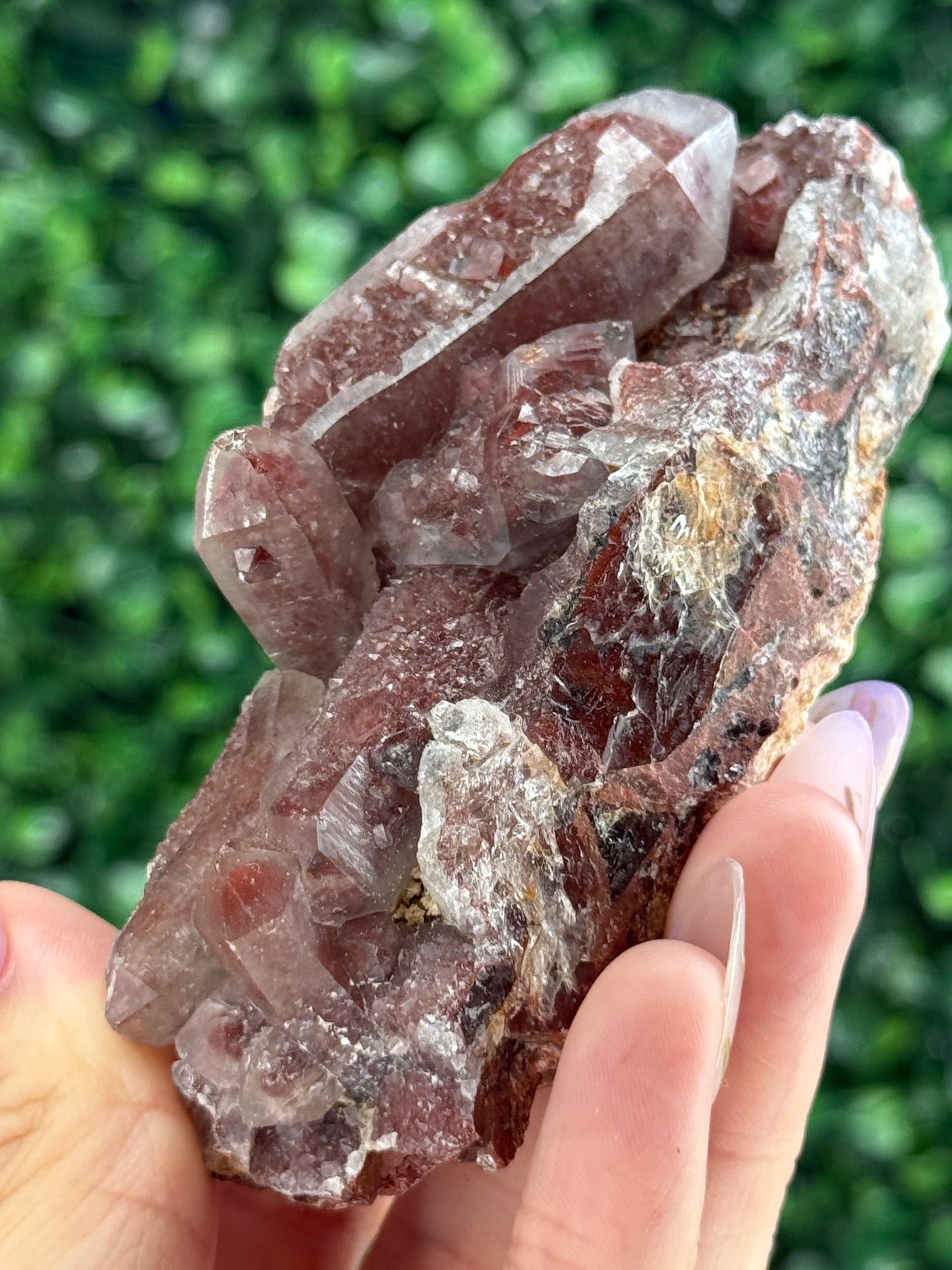 Red Hematite Quartz Crystal Specimen - Morocco A