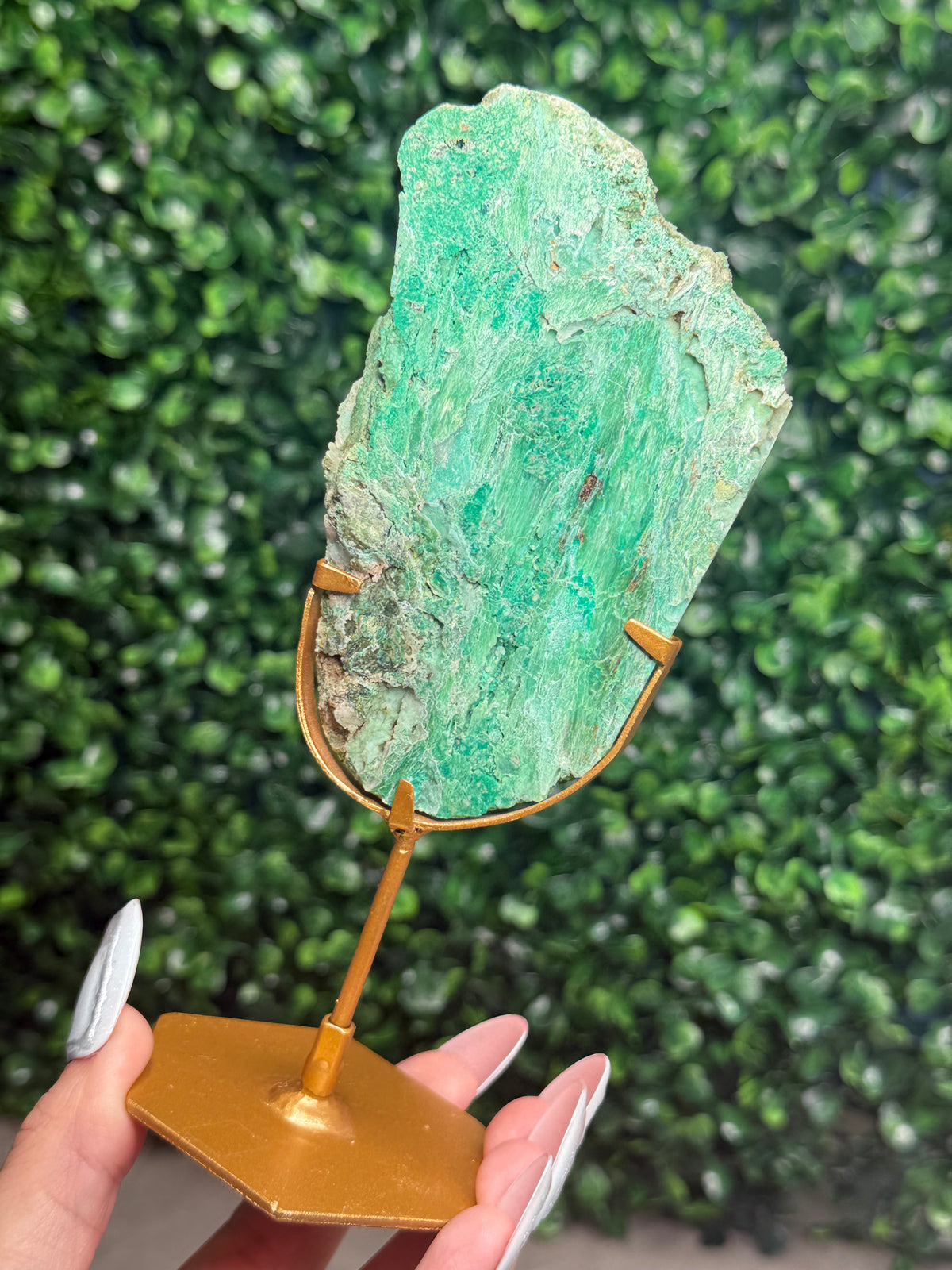 Smithsonite With Chrysocolla Slab with Stand Crystal Carving - Indonesia - A