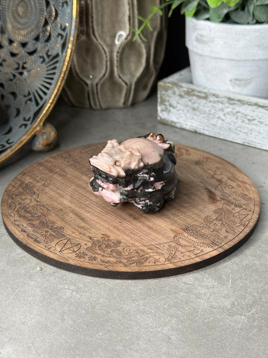 Rhodonite Pixiu Crystal Carving