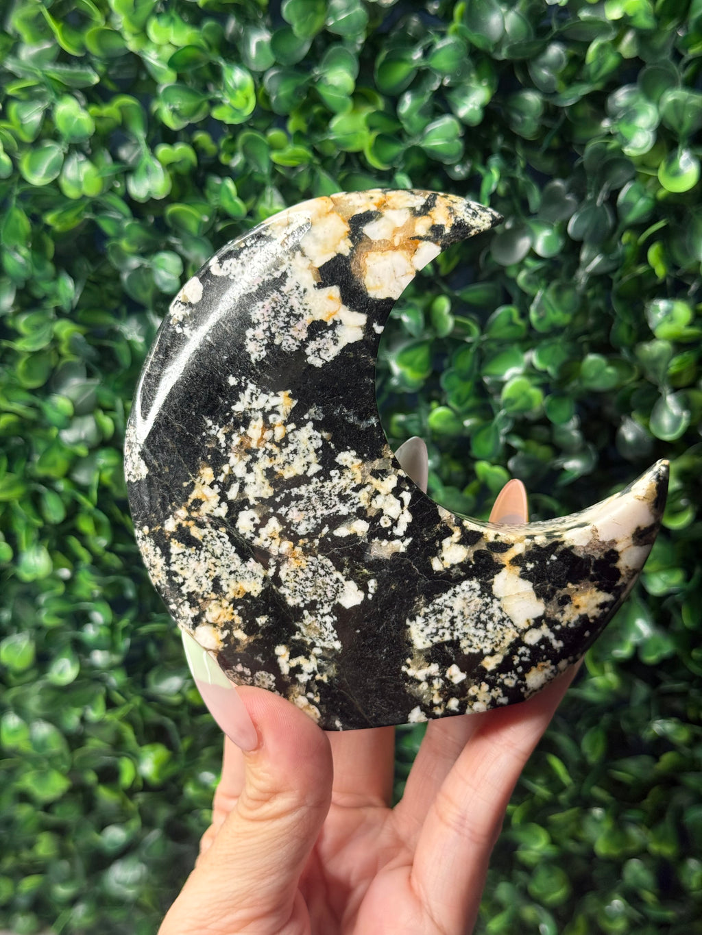 Snowflake Obsidian Standing Moon Crystal Carving - Pakistan - A