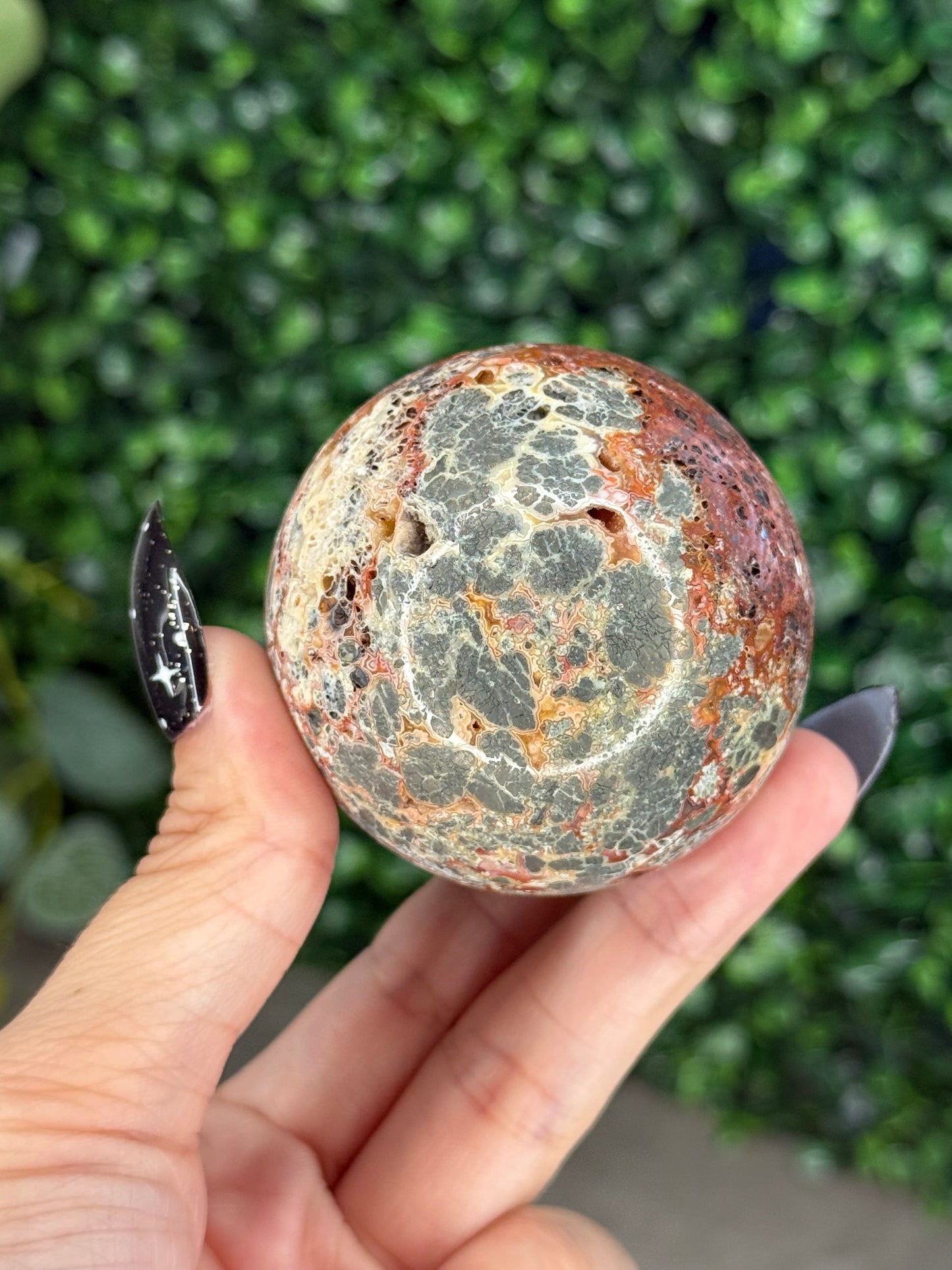 Red Marcasite Sphere Crystal carving O - Indonesia
