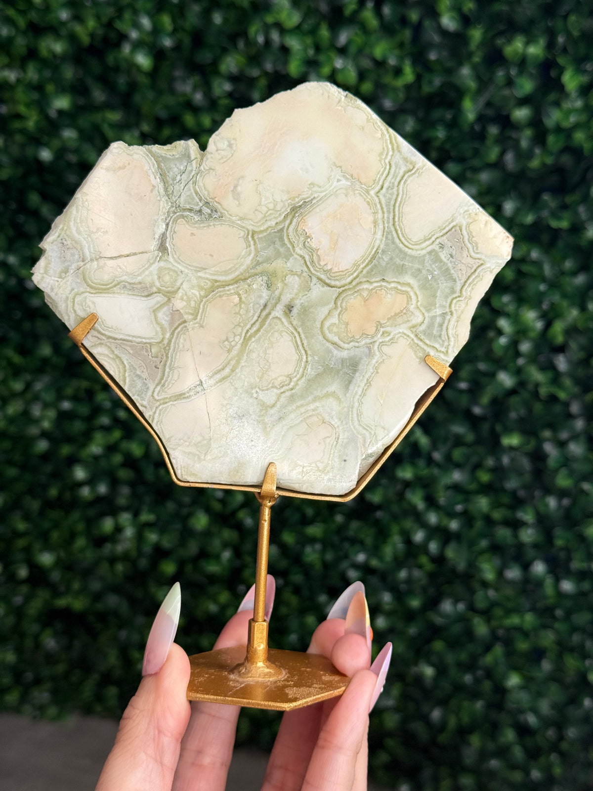 Green Milano Jasper Slab Crystal Carving - Indonesia B