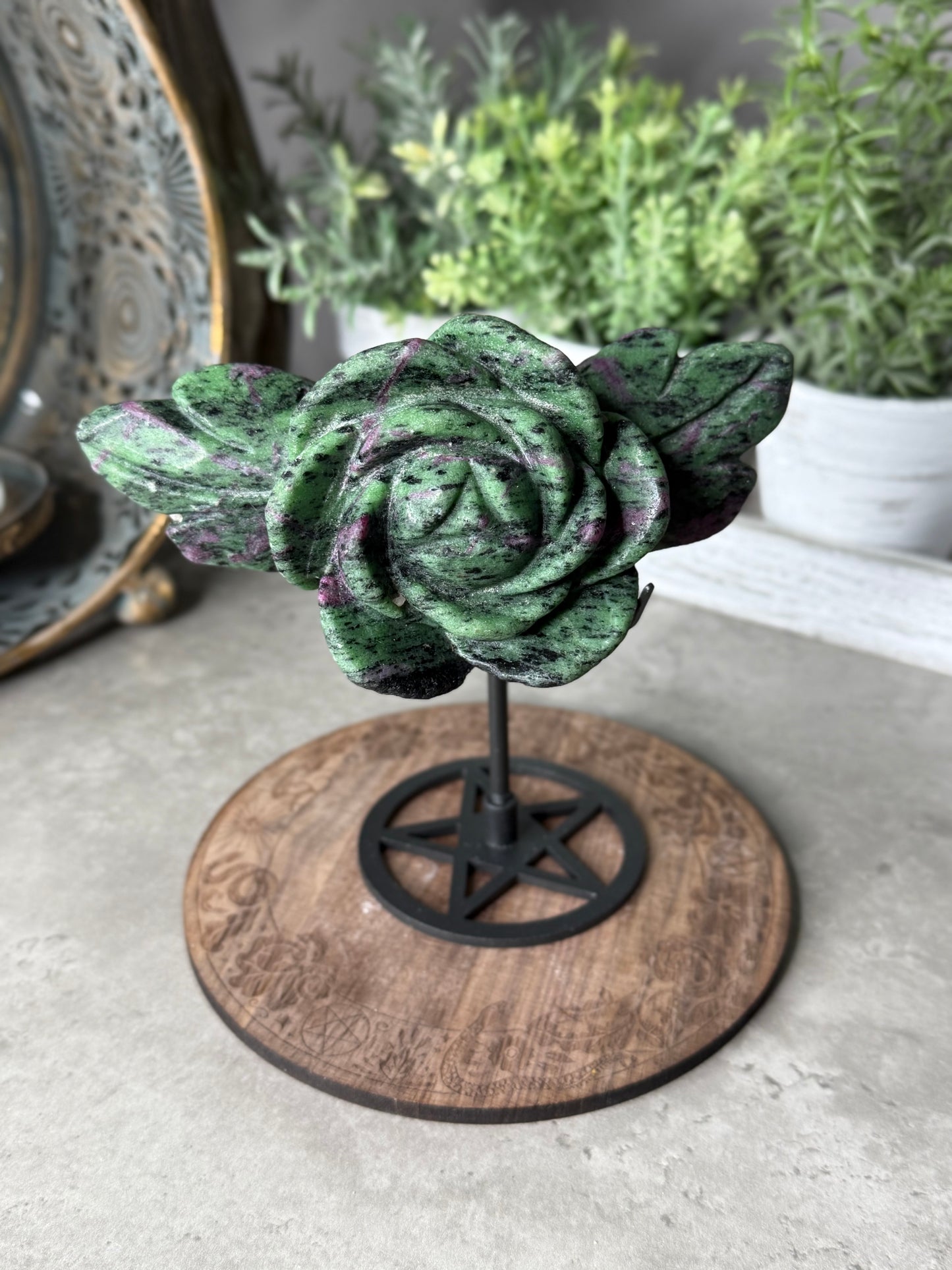 Ruby Zoisite Flower and Stand