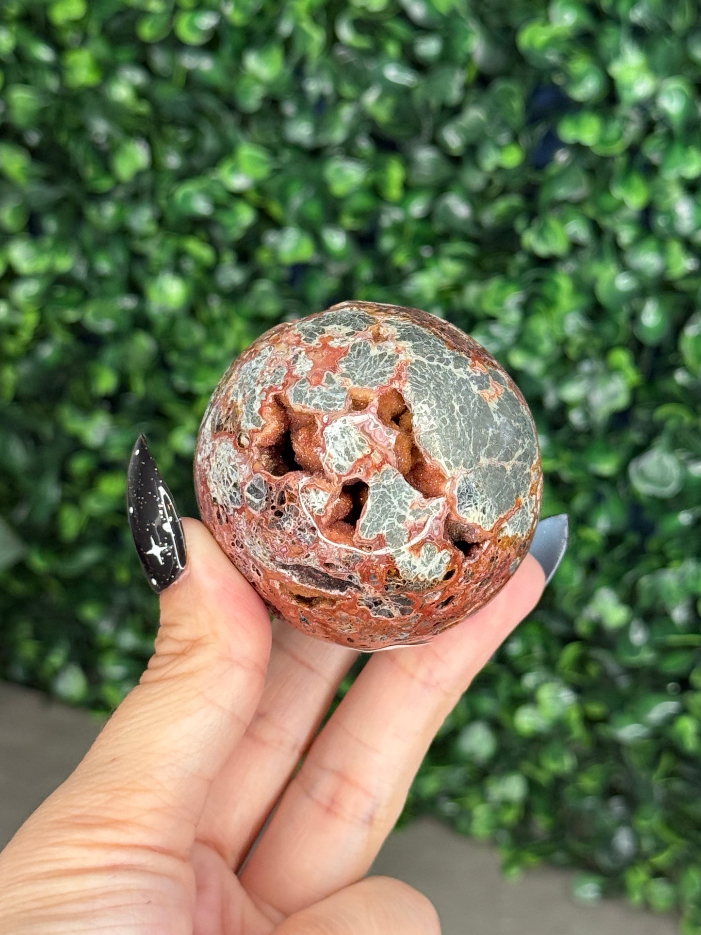 Red Marcasite Sphere Crystal carving V - Indonesia