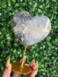 Blue Plume Agate Heart Crystal Carving from Indonesia I