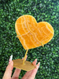 Orange Calcite Heart with Custom Gold Stand from India X