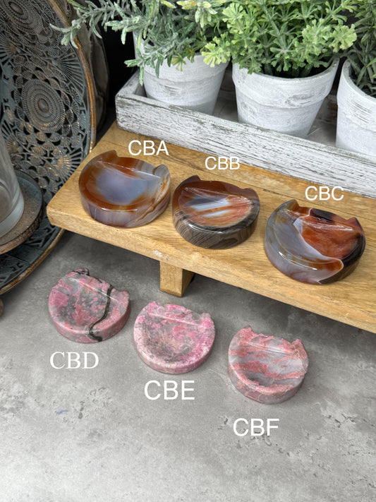 Rhodonite and Agate Cat Bowls