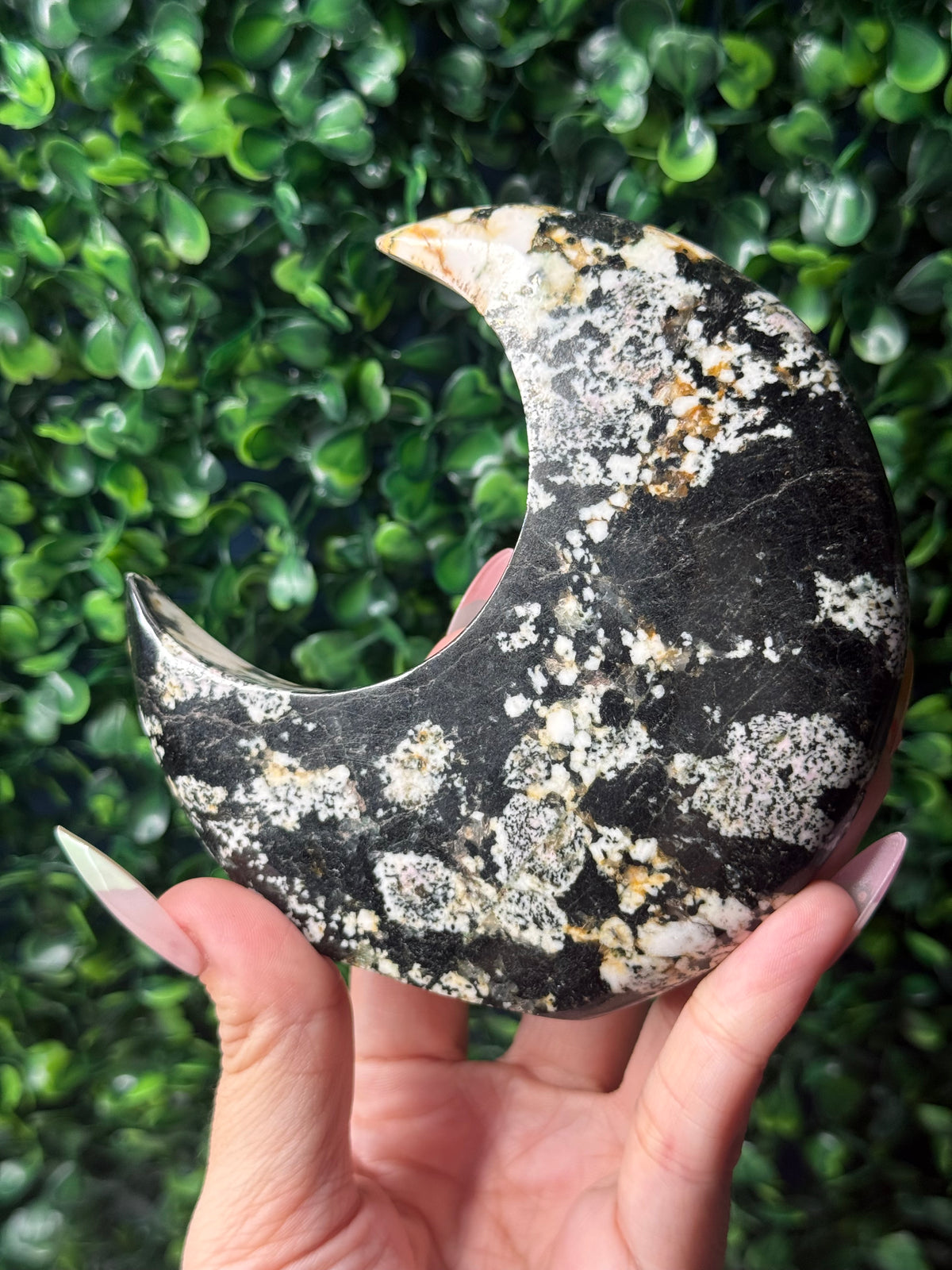 Snowflake Obsidian Standing Moon Crystal Carving - Pakistan - A