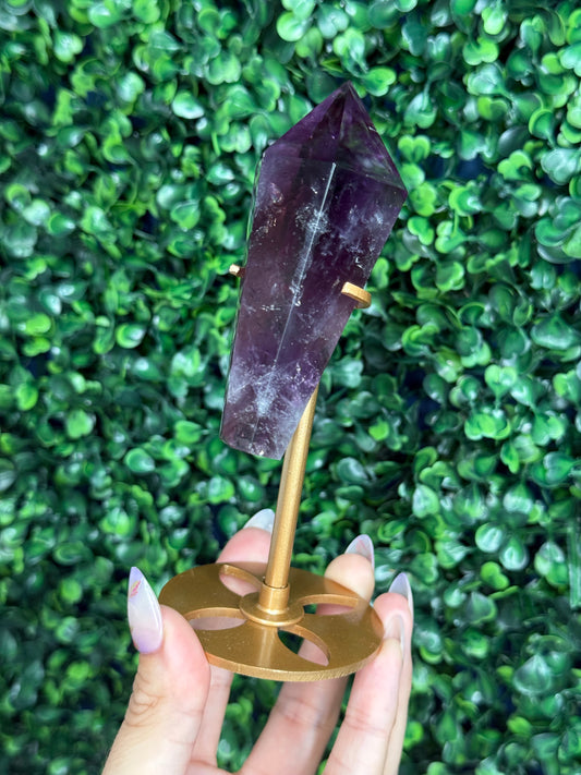High Quality Amethyst Wand with Custom Gold Stand - 171g with Stand