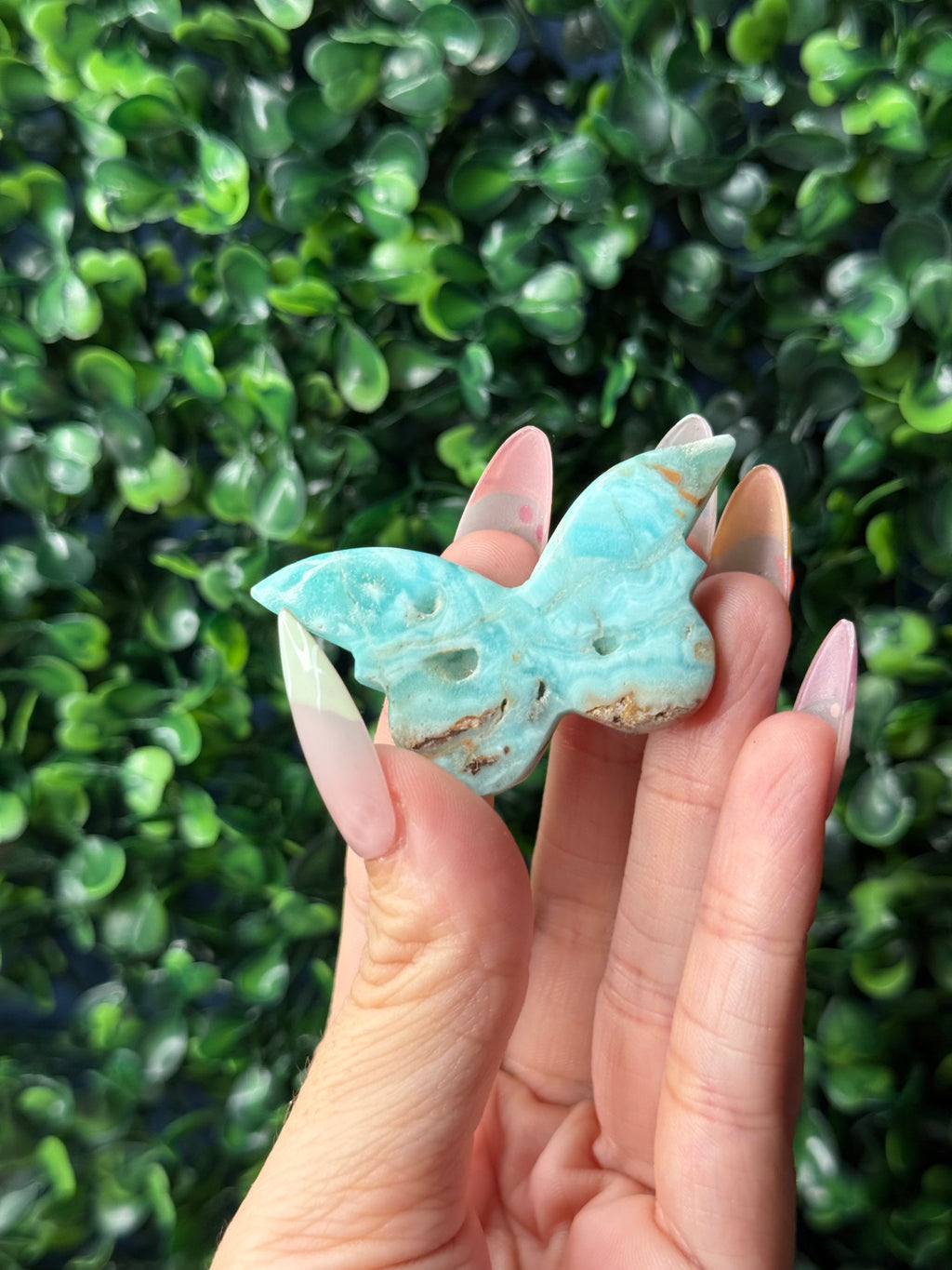Blue Aragonite Mini Butterfly Crystal Carvings - Pakistan
