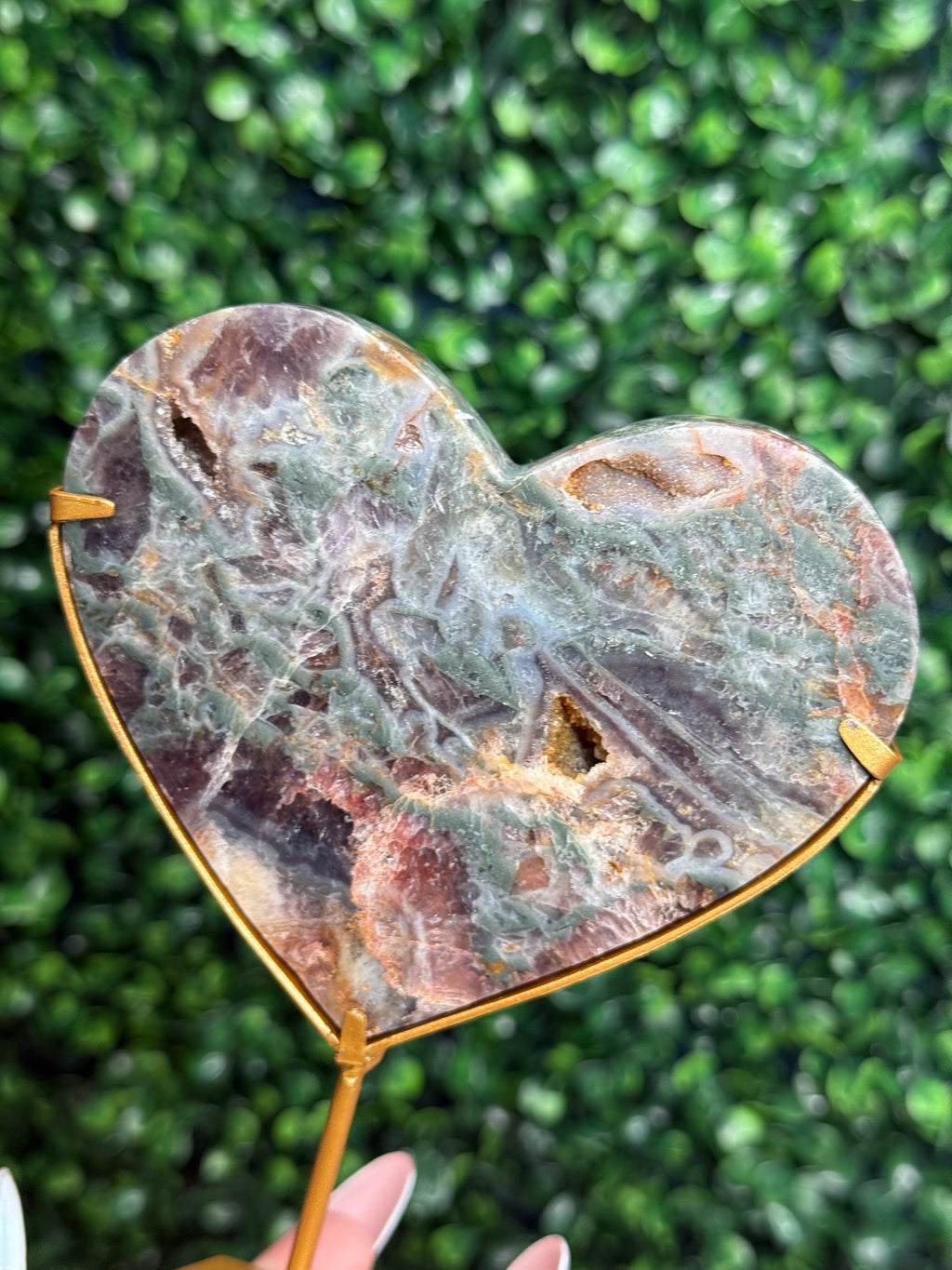 Multicoloured Amethyst Heart Crystal Carving - Indonesia - D
