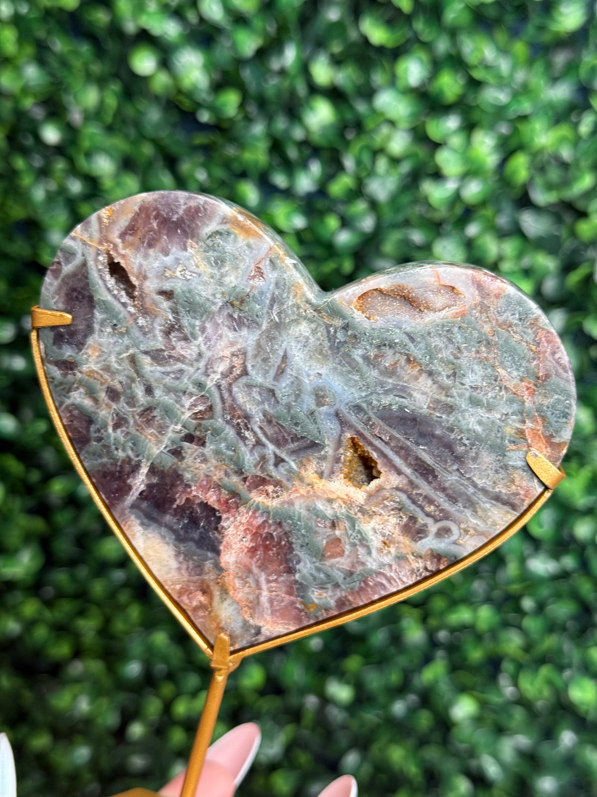Multicoloured Amethyst Heart Crystal Carving - Indonesia - D