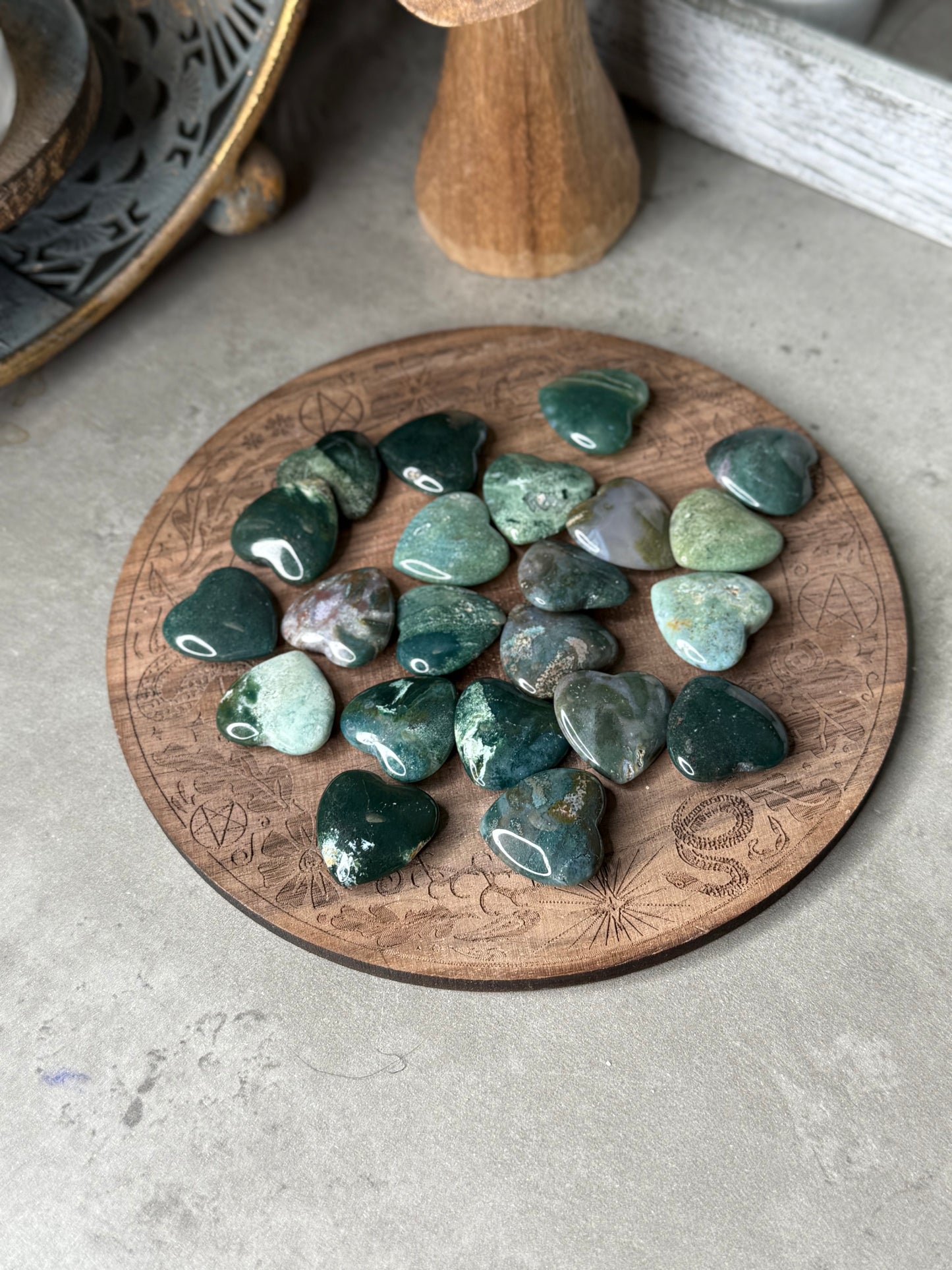 Moss Agate Mini Hearts