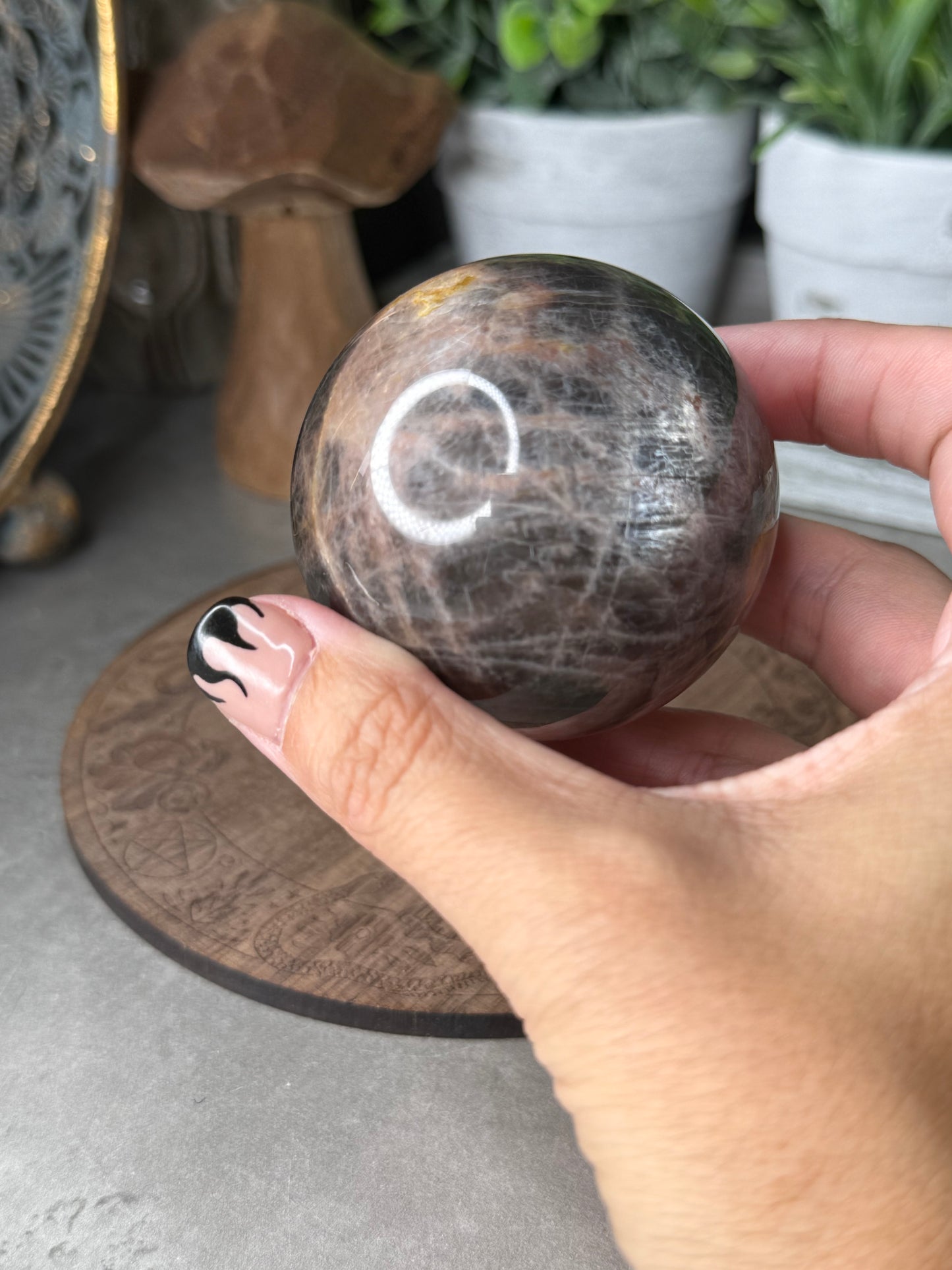 Black Moonstone Crystal Sphere - 134g
