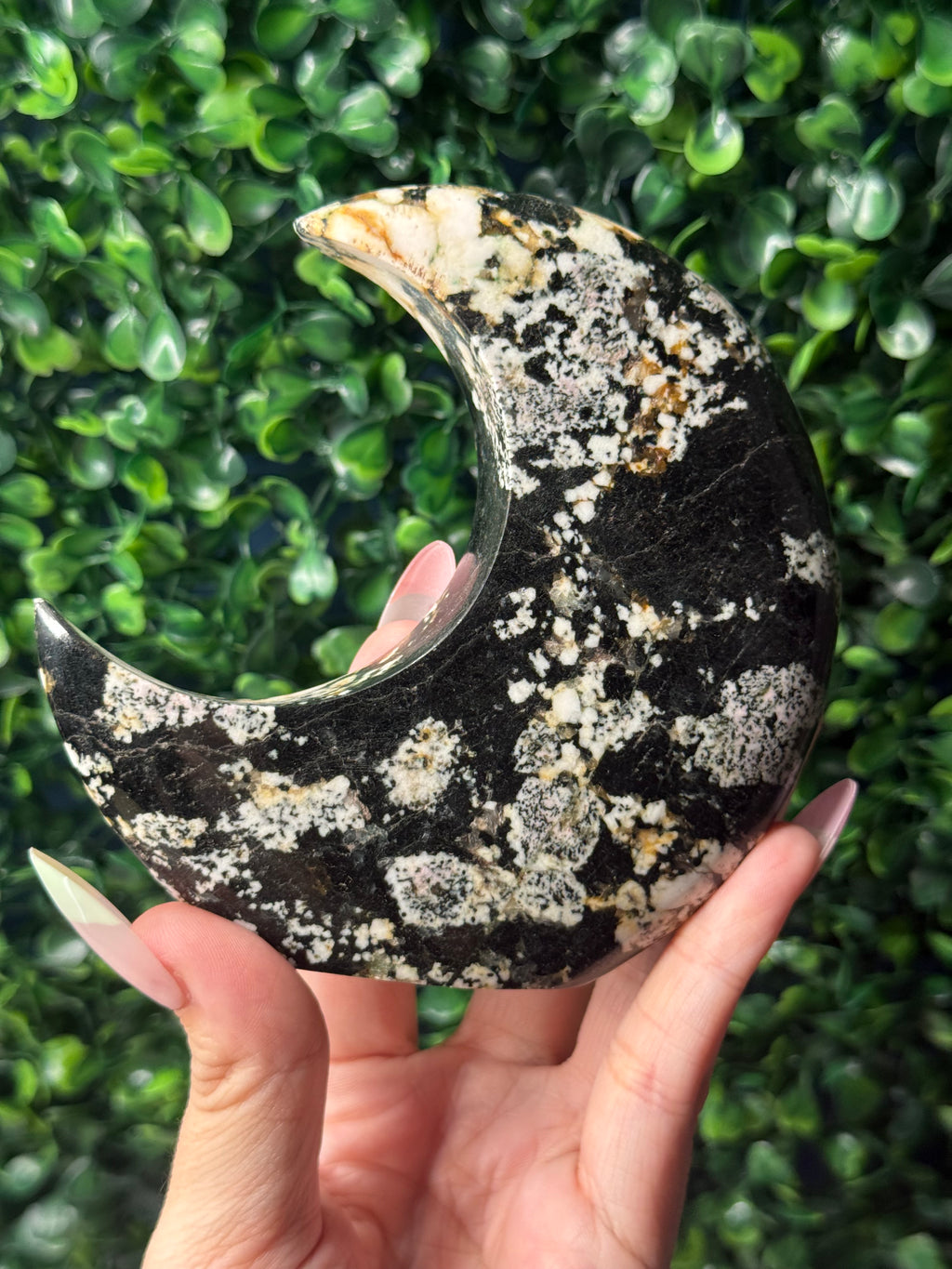 Snowflake Obsidian Standing Moon Crystal Carving - Pakistan - A