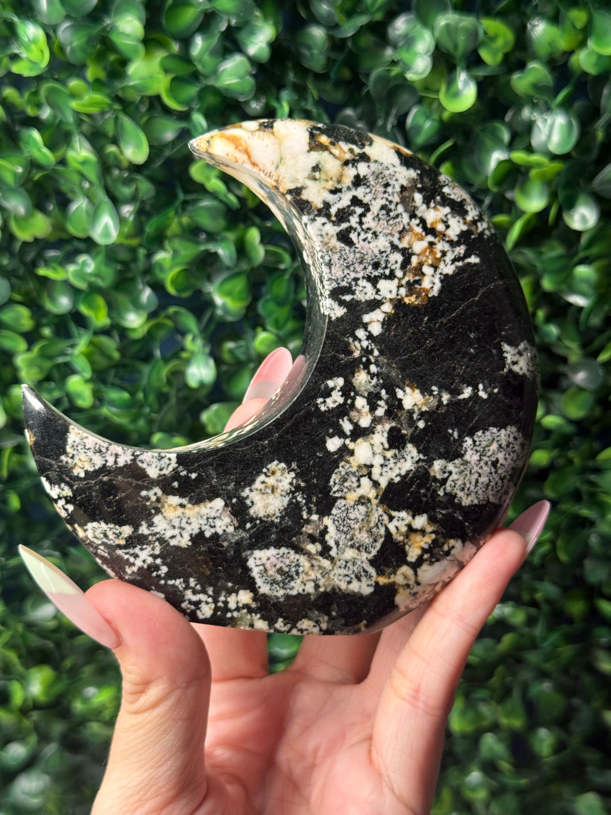 Snowflake Obsidian Standing Moon Crystal Carving - Pakistan - A