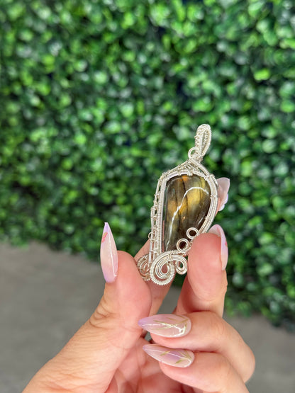 Wire Wrapped Labradorite Pendant from Indonesia