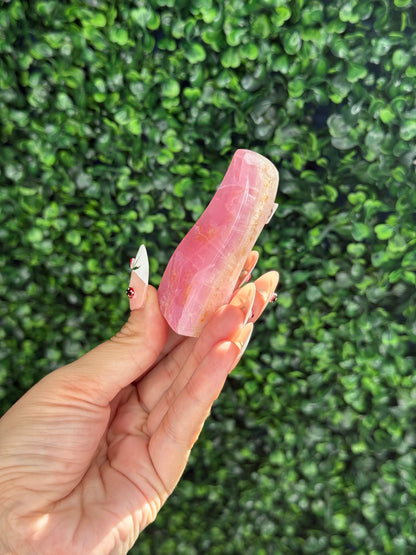 Pink Aragonite AAA with gold Stand from Afghanistan O
