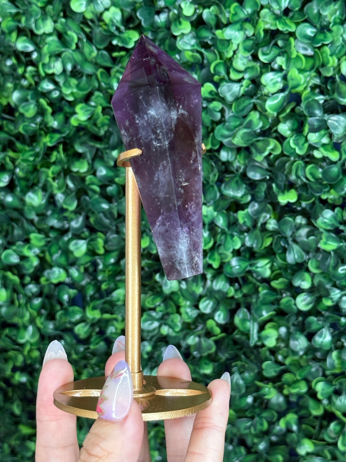 High Quality Amethyst Wand with Custom Gold Stand - 171g with Stand