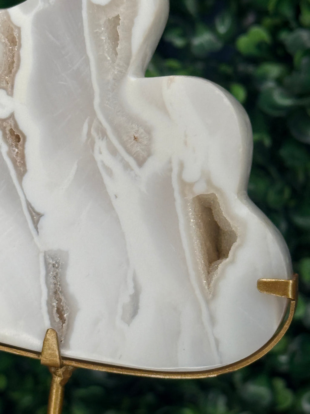 White Plume Agate Cloud & Moon Crystal Carving - A