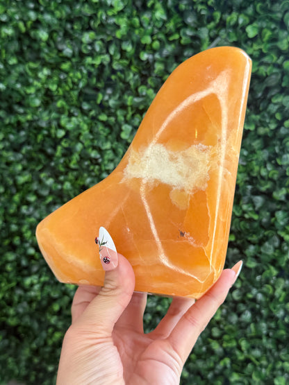 XL Orange Calcite Polished Freeform Crystal Carvings from India F 2kg