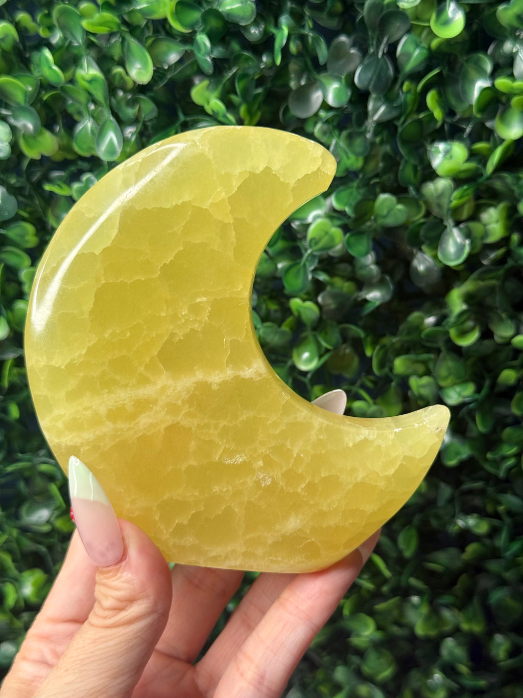 Lemon Calcite Standing Moon Crystal Carving - Pakistan - B - Imperfect