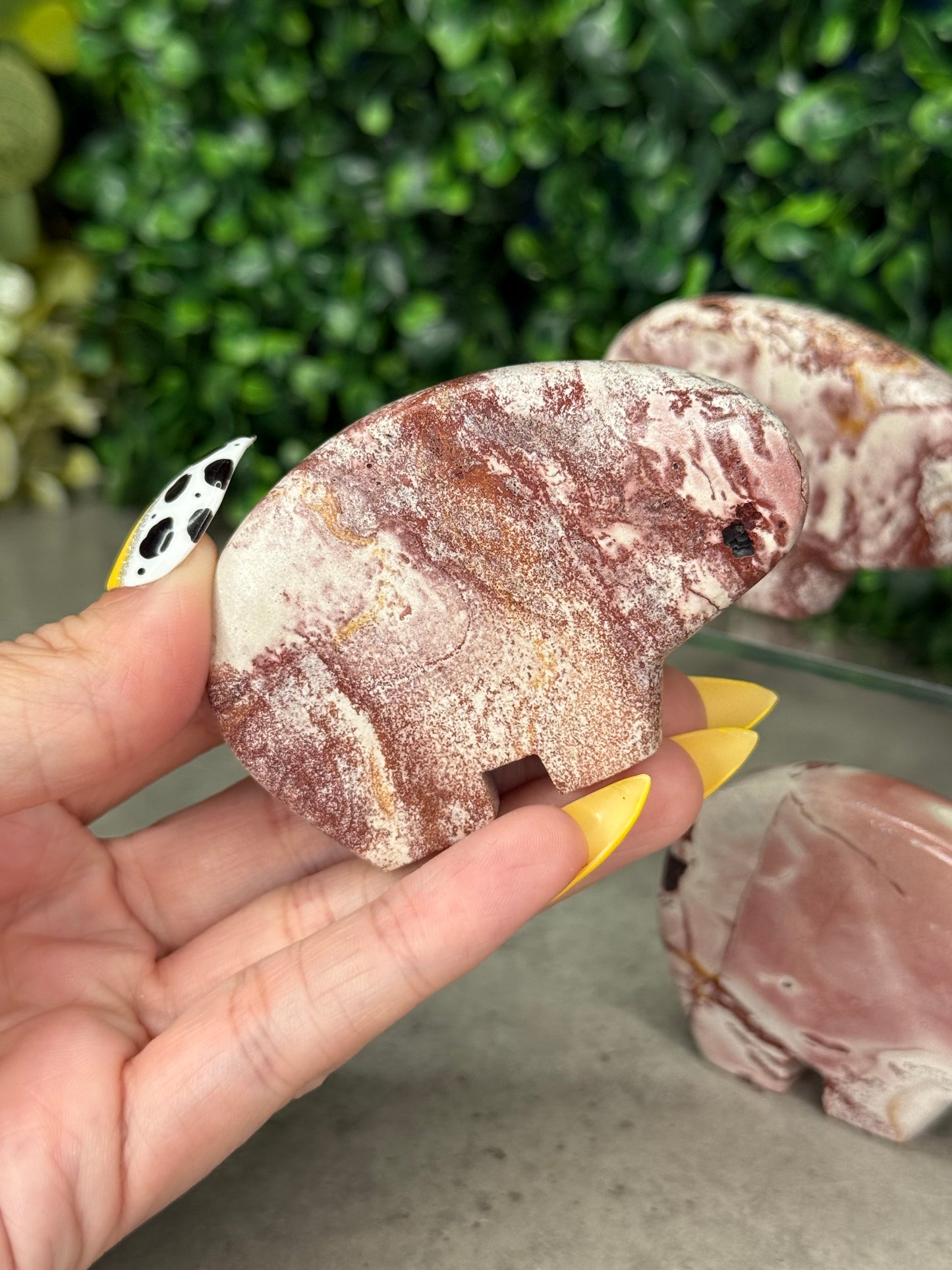 Pink Picture Jasper Bear Crystal Carvings