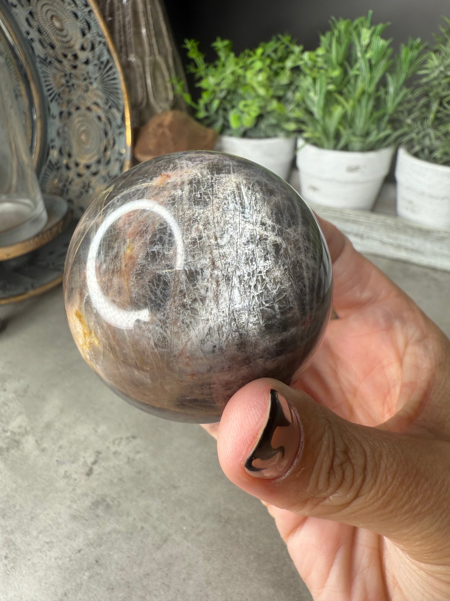 Black Moonstone Crystal Sphere - 134g