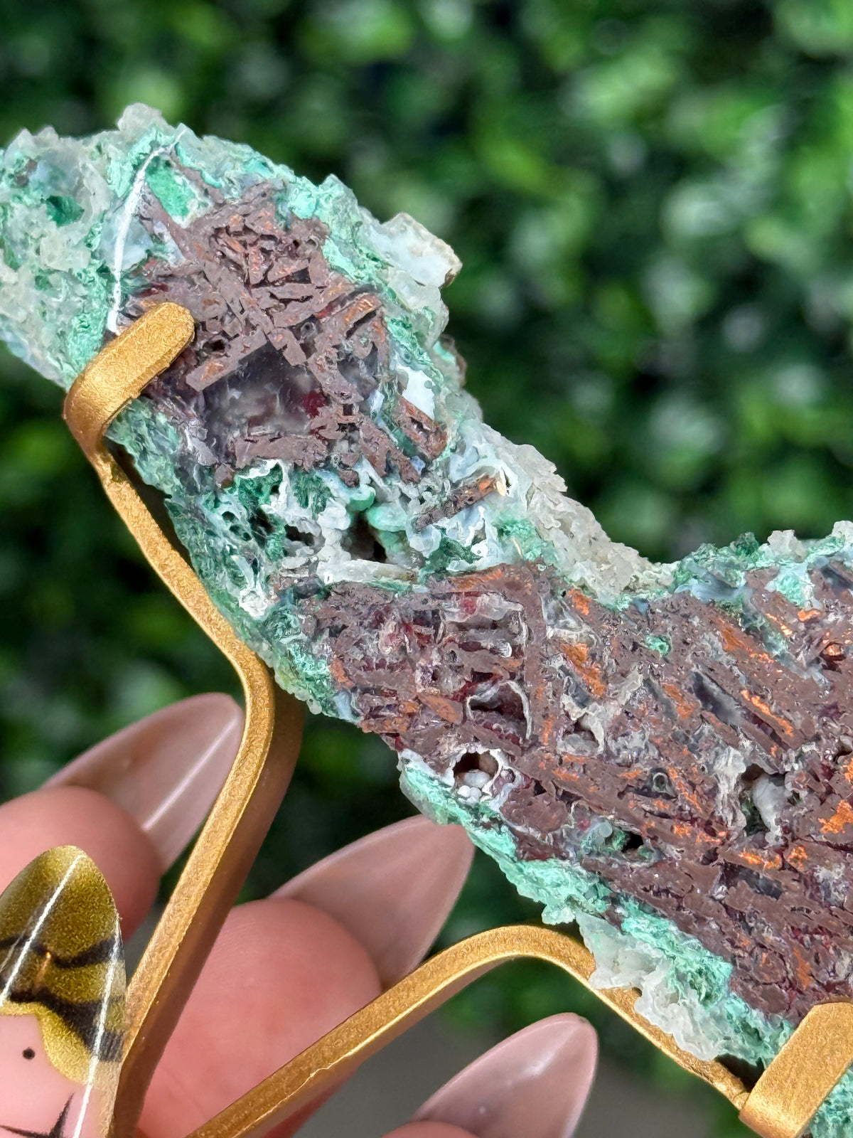 Chrysocolla with Native Copper in Chalcedony K