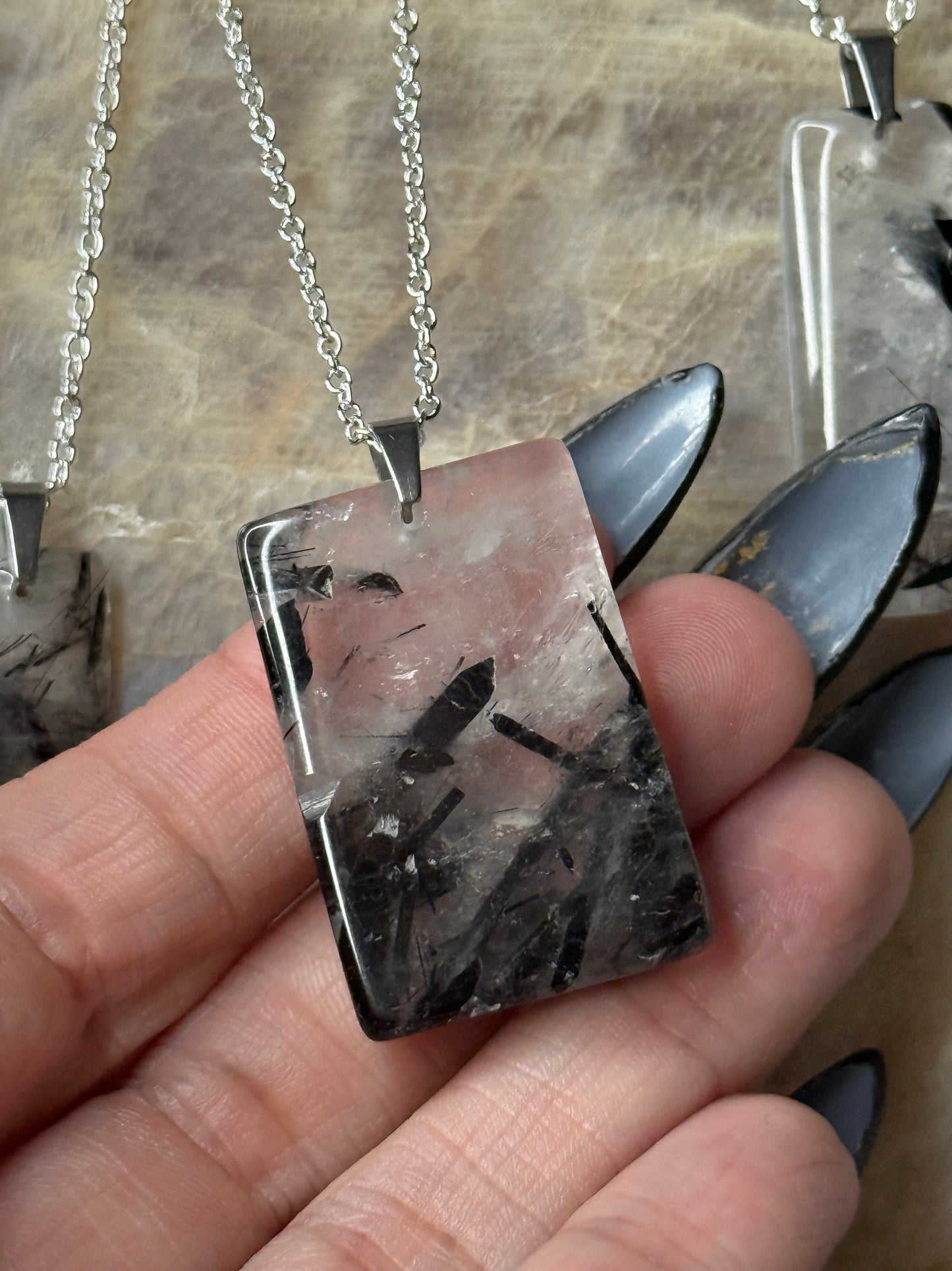 Tourmaline In Quartz Crystal Pendants