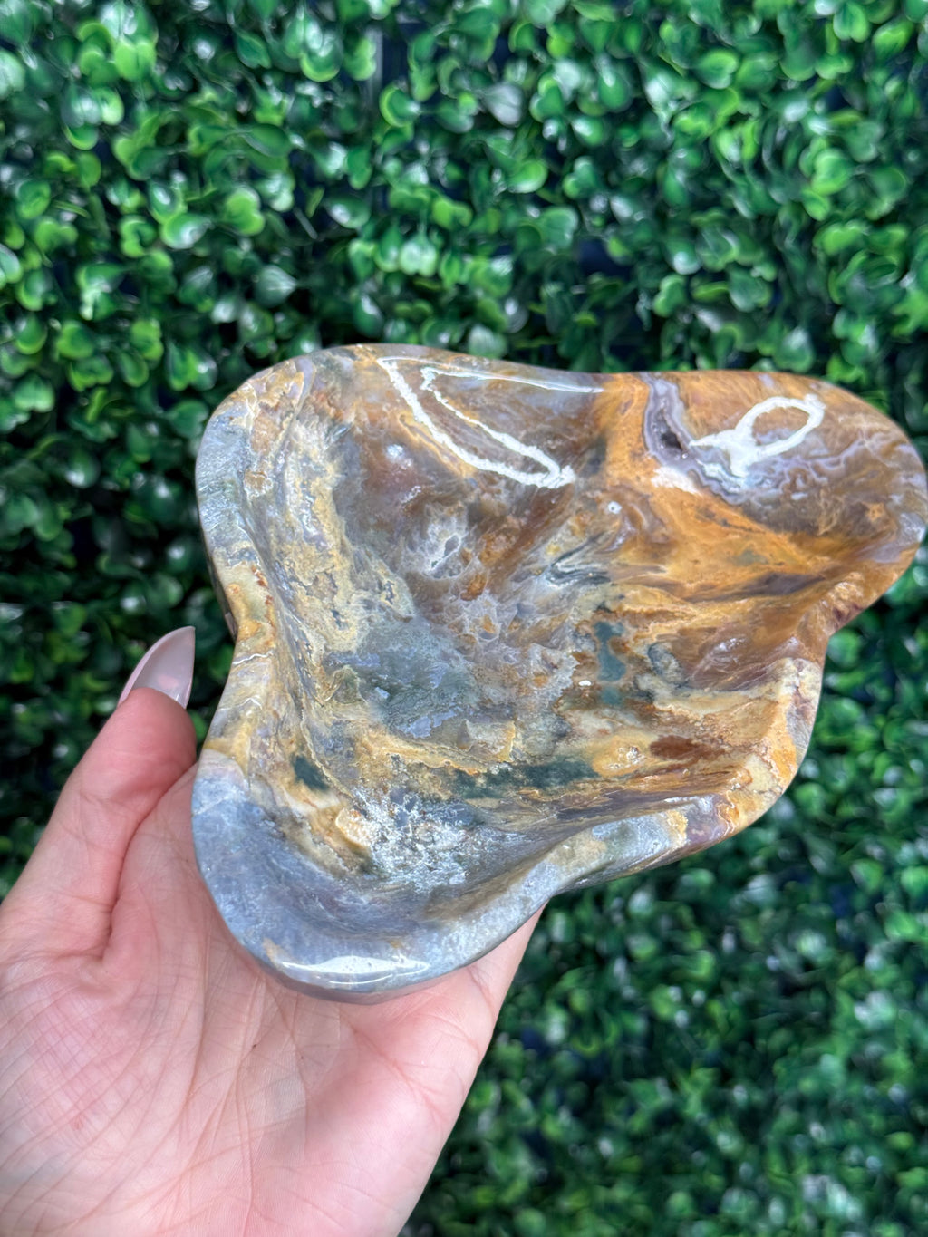Moss agate & Ocean Jasper Bowl 604g Madagascar
