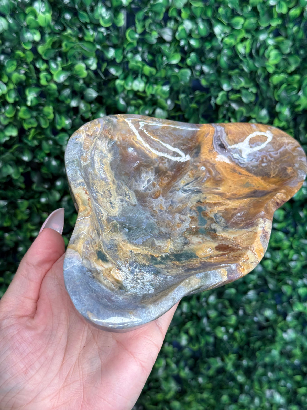 Moss agate & Ocean Jasper Bowl 604g Madagascar