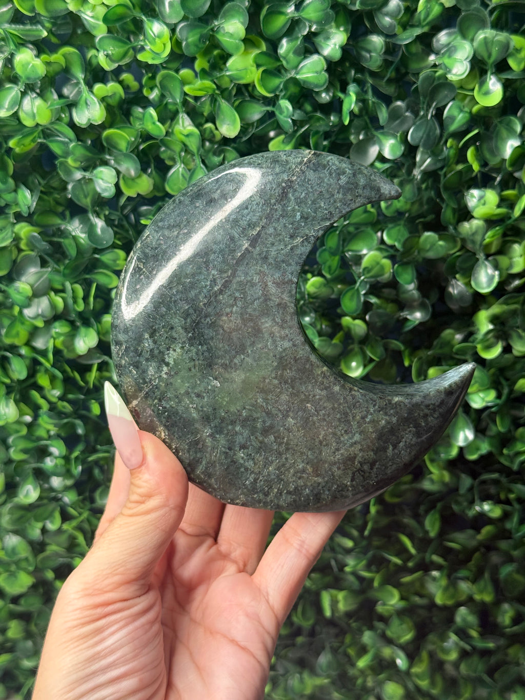 Nephrite Standing Moon Crystal Carving - Pakistan - A