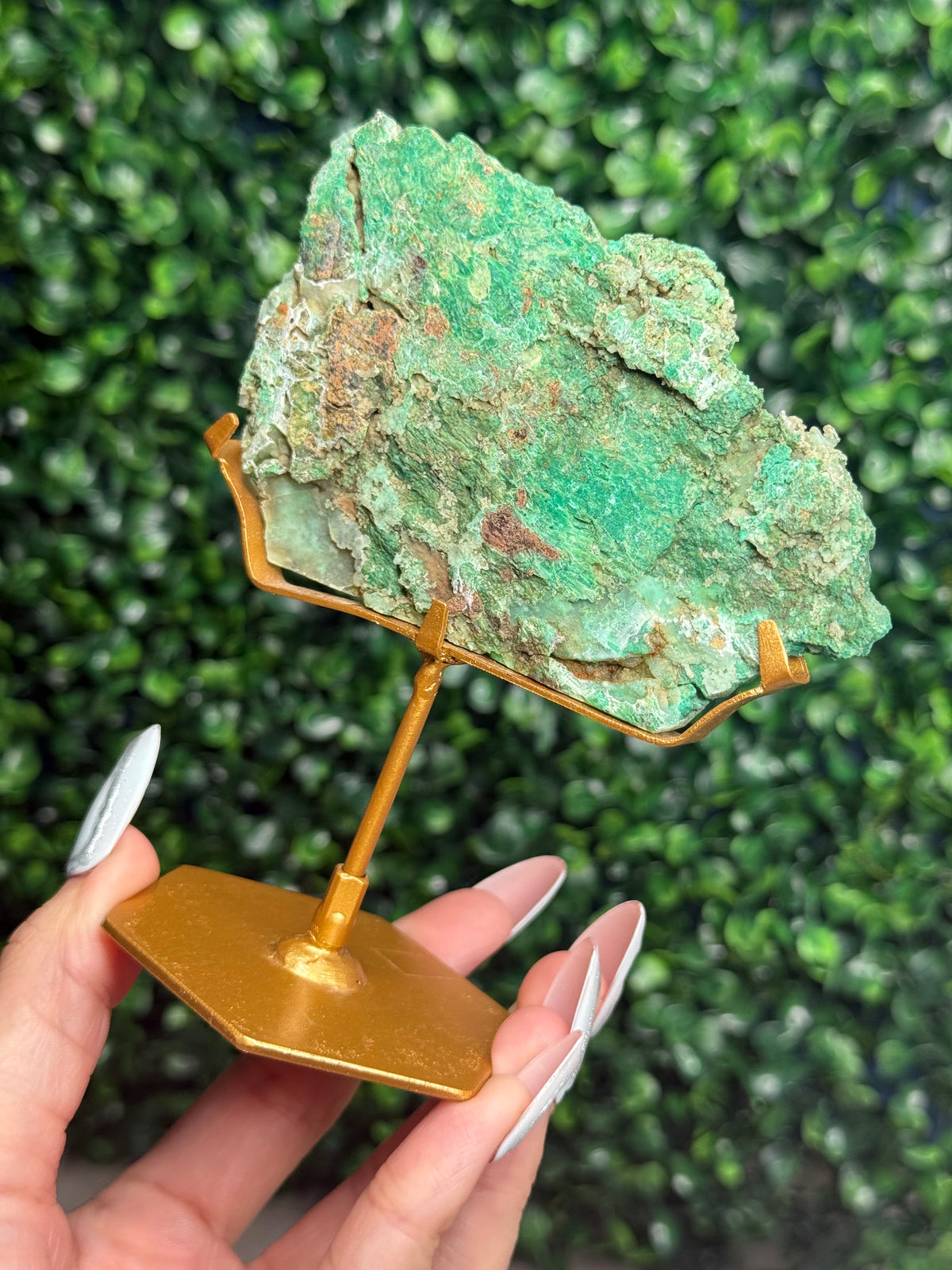 Smithsonite With Chrysocolla Slab with Stand Crystal Carving - Indonesia - B