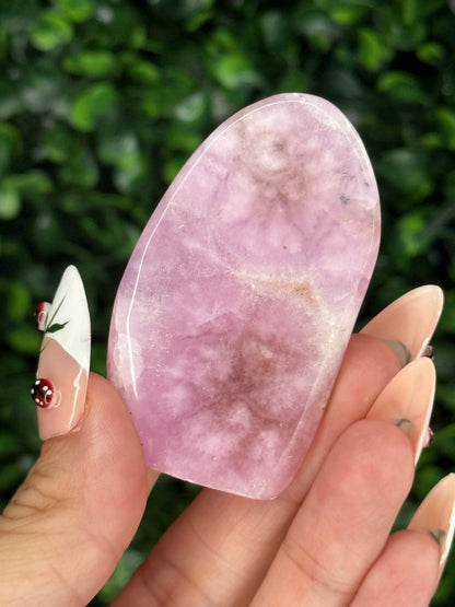 Pink Aragonite AAA with gold Stand from Afghanistan F