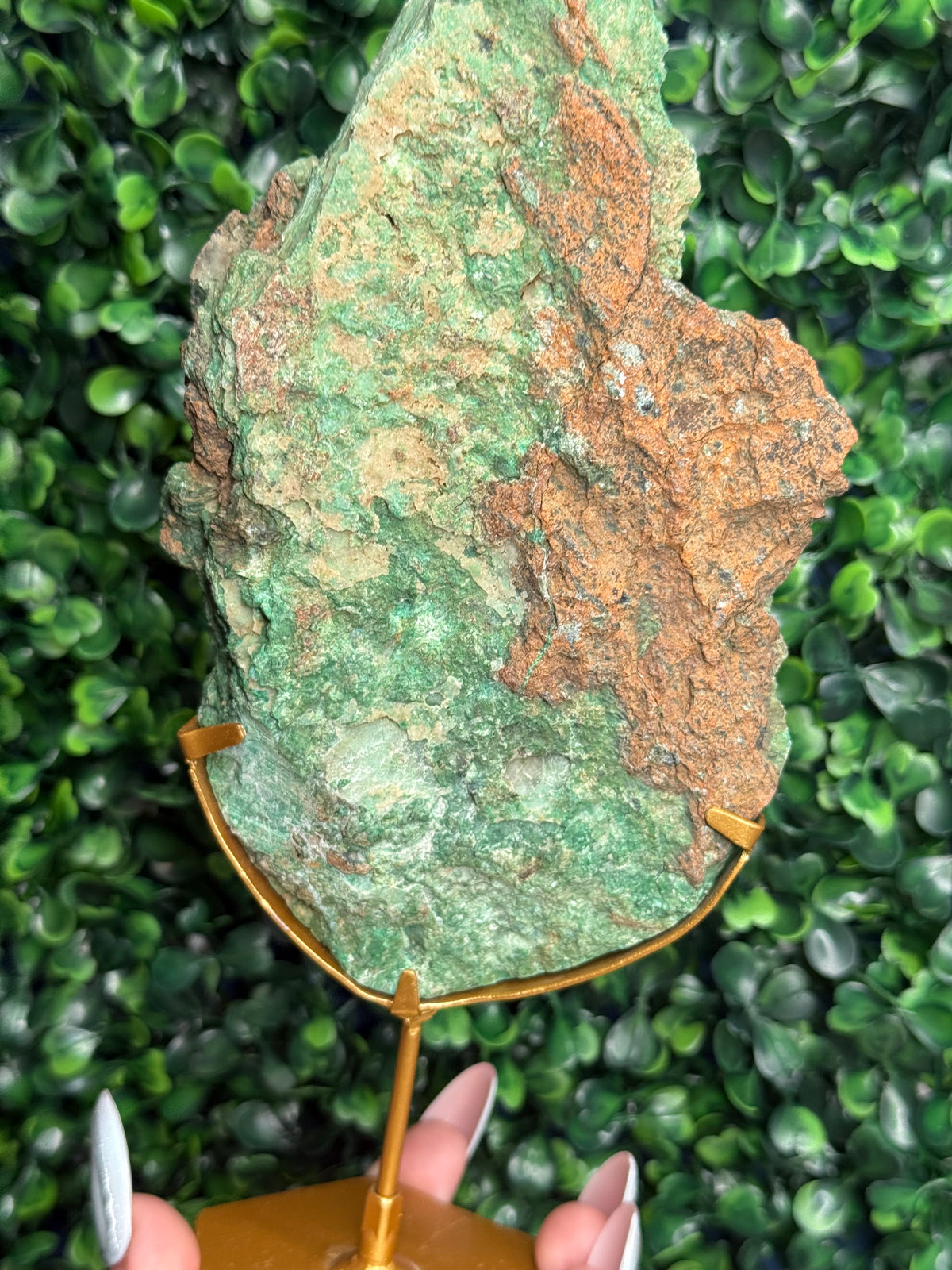 Smithsonite With Chrysocolla Slab with Stand Crystal Carving - Indonesia - E