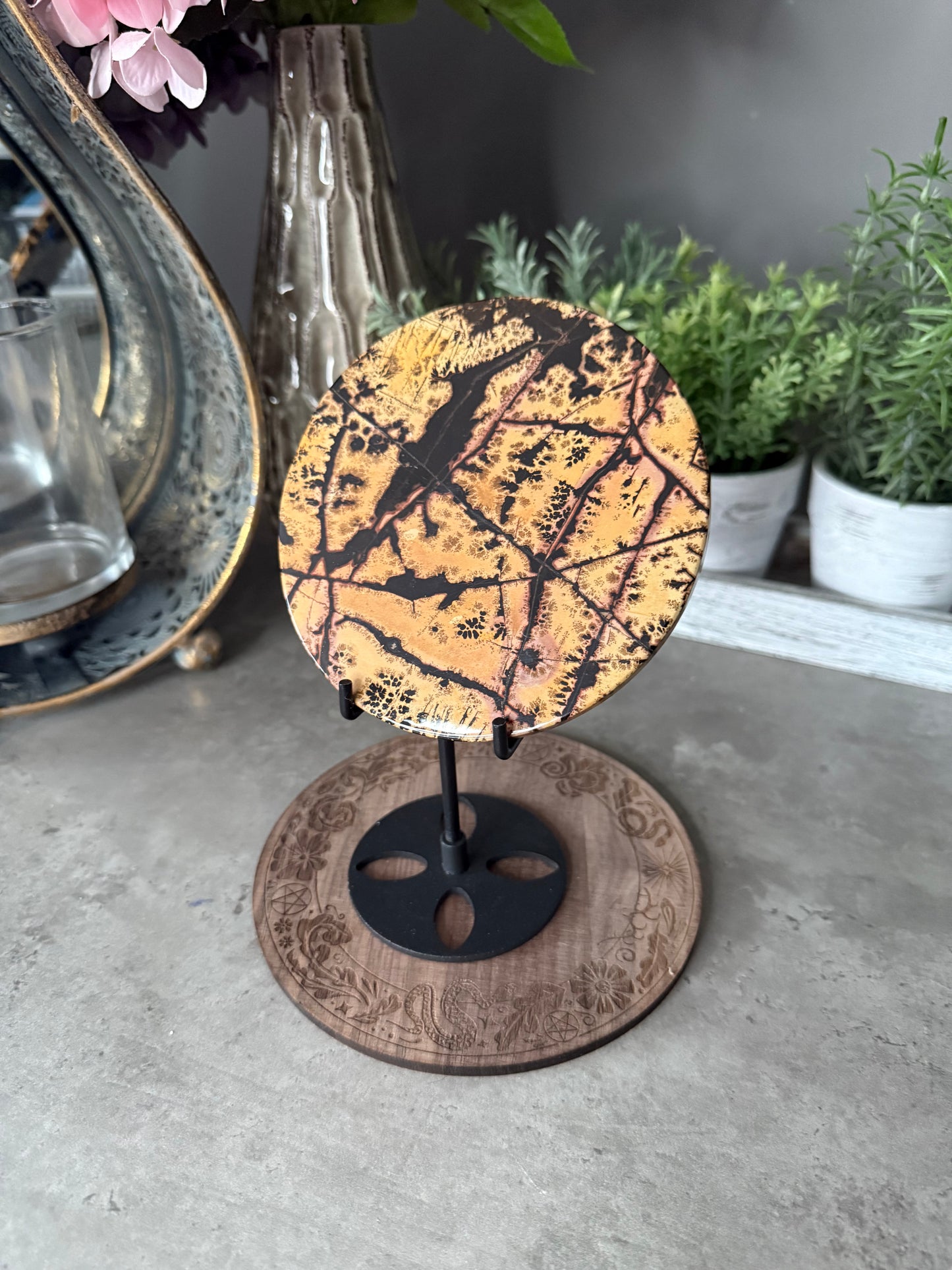 Picture Jasper Large Crystal Discs with Stands