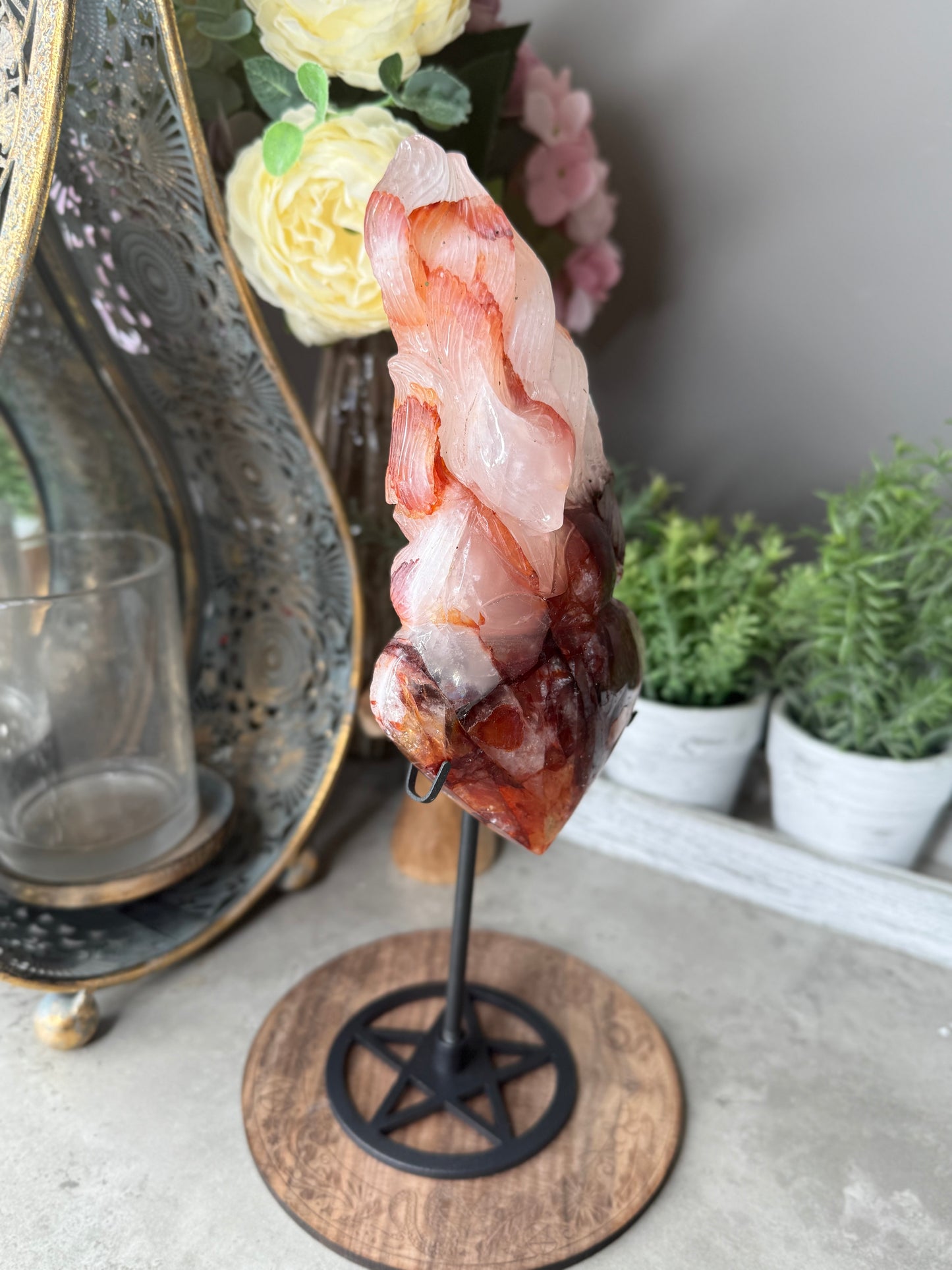 Fire Quartz Crystal Nine Tail Fox Statement Piece