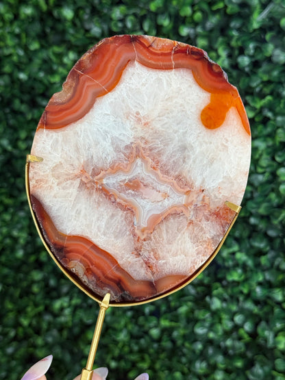 Large Polished Banded Agate Crystal Slab - Indonesia
