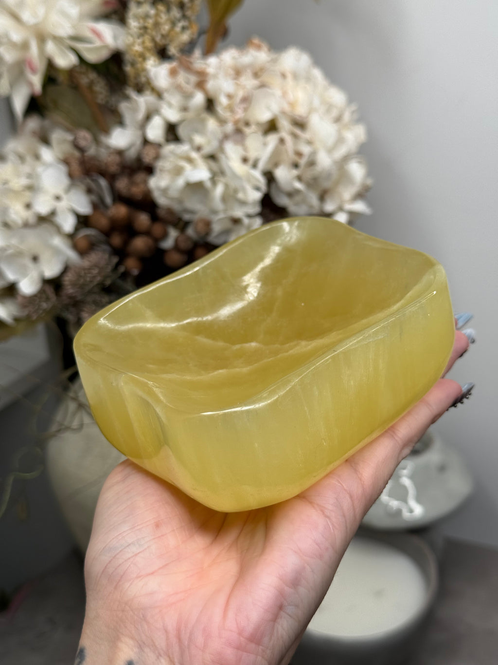 Lemon Calcite Large Bowl Crystal Carving B - Pakistan
