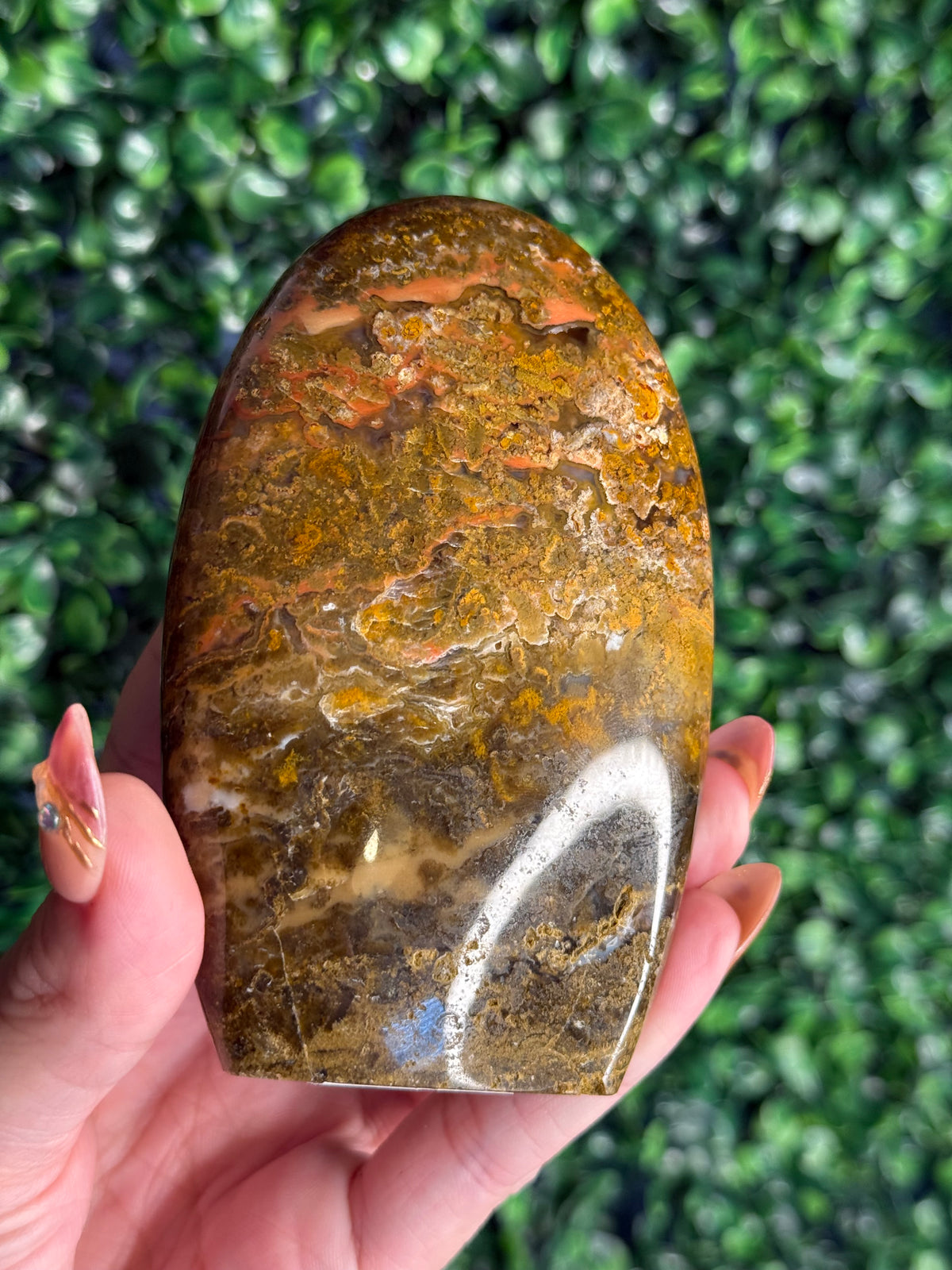 Colourful Moss Agate Freeform Crystal Carving from Indonesia - C