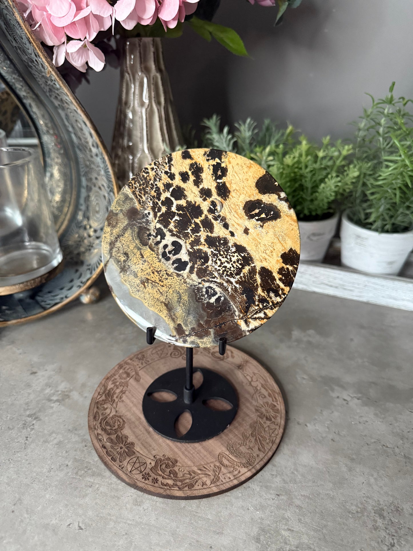 Picture Jasper Large Crystal Discs with Stands