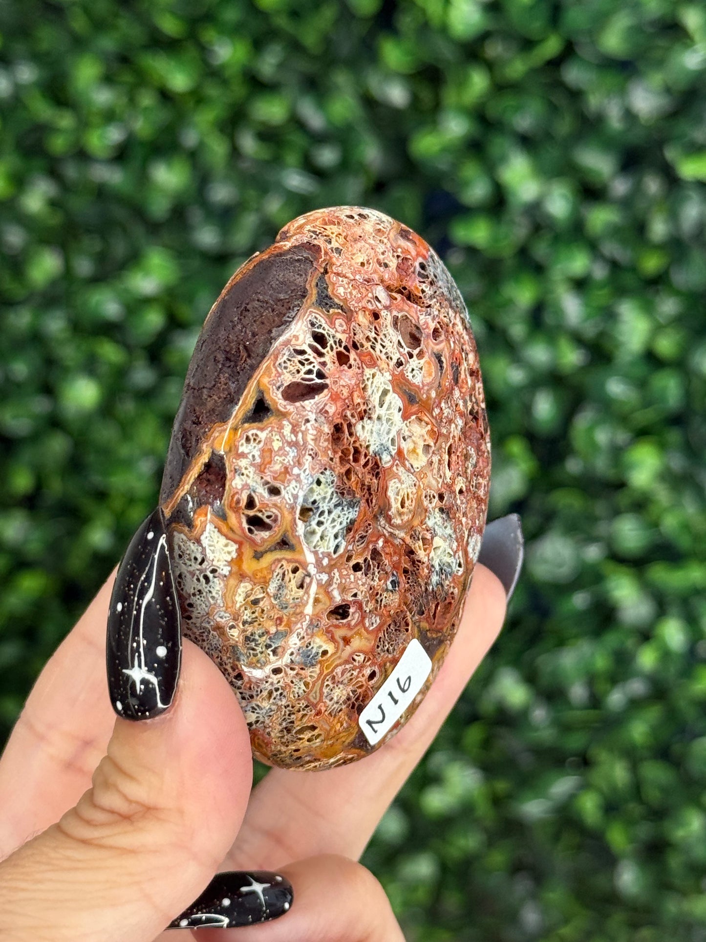Red Marcasite palmstone Crystal carving N - Indonesia