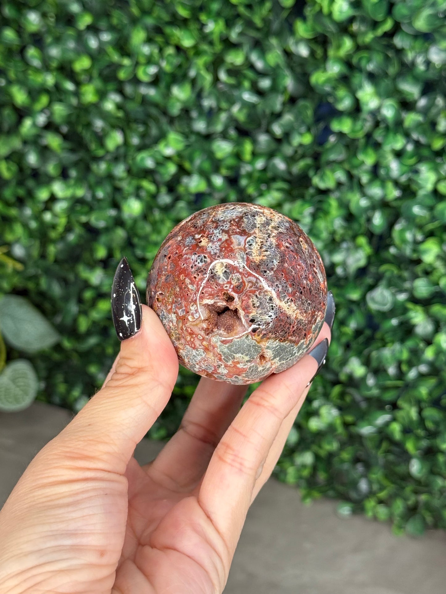 Red Marcasite Sphere Crystal carving V - Indonesia