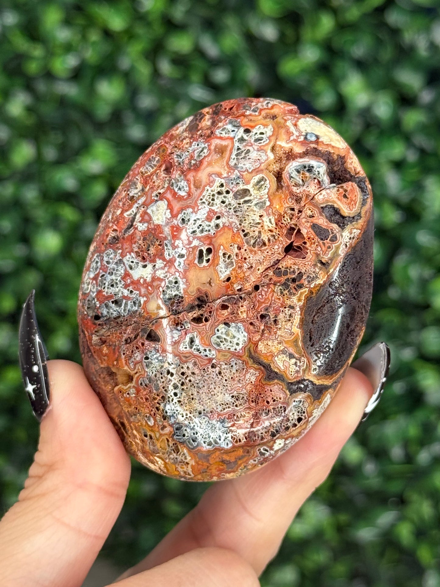 Red Marcasite palmstone Crystal carving N - Indonesia